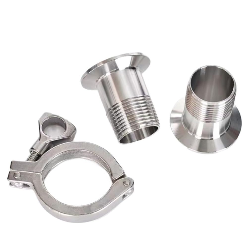 1/4 “3/8” 1/2” 3/4” 1” 1-1/4” 2” Adaptador de virola de rosca con cubierta de triple abrazadera Acero inoxidable SS304 con junta de silicona Accesorio for tubería(Size:DN50 x Ferrule 77.5)