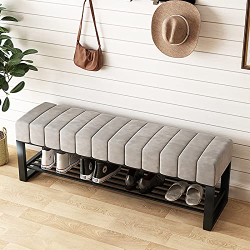 Étagère à chaussures d'entrée moderne gris meuble de rangement 120cm