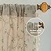 ENJOYBRIDAL Floral Bedroom Curtains 84 Inch Length 2 Panels Set Farmhouse Semi Sheer Living Room Drapes Cotton Linen Blend Bohemian Window Curtain Panels with Tassel Beige Rod Pocket Drapes