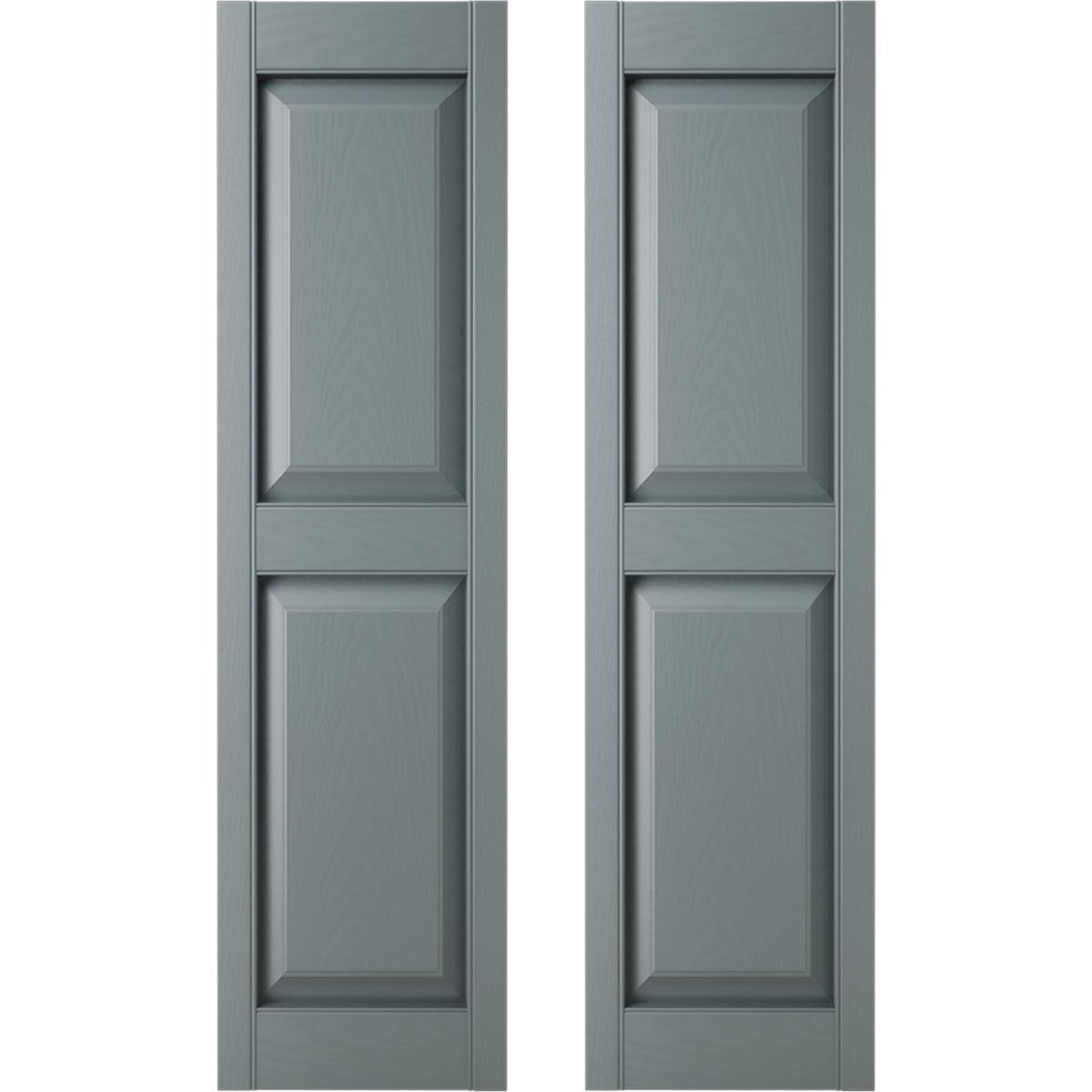 12 in. W x 51 in. H Builders Edge, TailorMade Two Equal Panels, Raised Panel Shutters, Includes Matching Installation Spikes (Per Pair), 419 - Storm Cloud