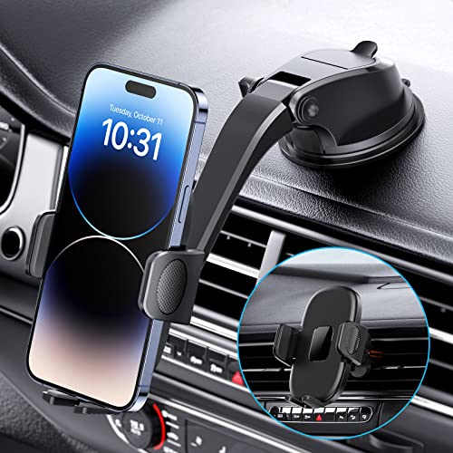 Support Téléphone Voiture Rotation 360°, Zethors Porte Téléphone Auto Universel [4 en 1] Ventouse pour Tableau de Bord&Grille Aération &Pare-Brise Un Bouton de Libération pour Smartphones 4-7 Pouces Cover