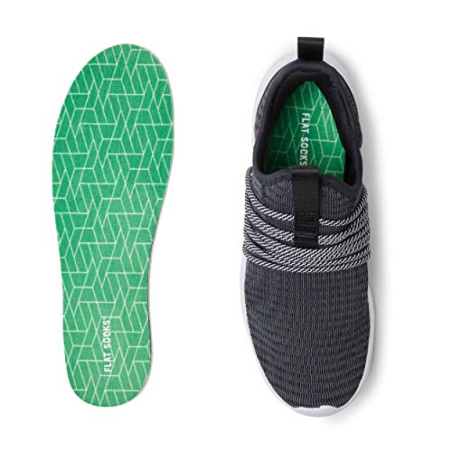 FLAT SOCKS - No Show Cushioned Trim to Fit Non Slip Sock, Terry Material (Retro Green, Large)