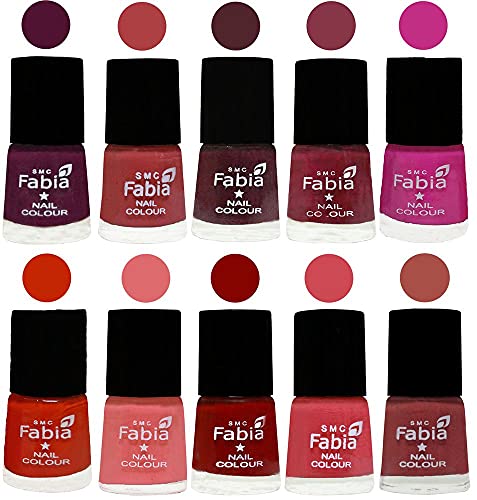 Image of ALL IN ONE (PACK OF 10), Long Lasting Glossy Nail Polish, 6 ml Each, All Vibrant Colours,02229