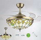 Control remoto: la luz del ventilador se puede atenuar con el control remoto. Se pueden configurar tres temperaturas de color: luz cálida de 3000 K, luz blanca de 6000 K, luz natural de 4500 K. Se pueden controlar 3 velocidades de viento diferentes a través del control remoto inteligente.