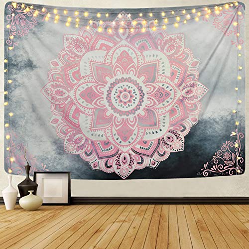 Sevenstars Pink Mandala Tapestry Bohemian Tapestries Hippie Tapestry Floral Medallion Tapestry for Bedroom