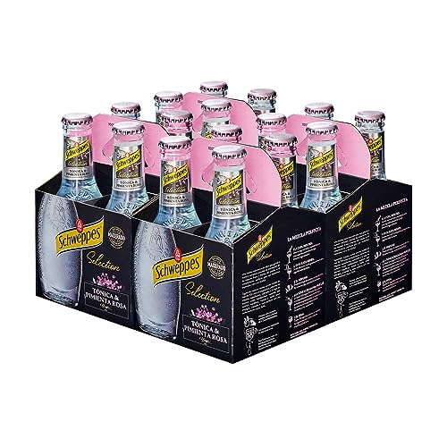 Schweppes Selection Tónica con un toque de Pimienta Rosa - Vidrio, Pack 6 cestas 4 x 20 cl (total: 24 botellas)