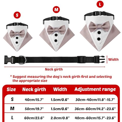Dog Tuxedo Collar, Adjustable Dog Tuxedo Bowtie Collar with Bow Tie & Neck Tie Designs for Small Medium Large Dogs - Image 4