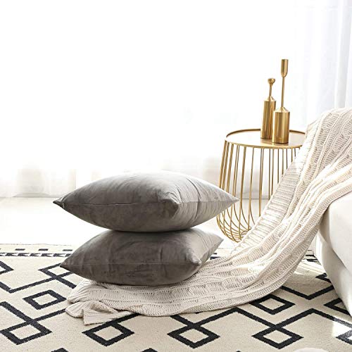 Image of Modern Homes (Pack of 2) Velvet Cushion Covers Plain Sofa Cushion Covers Pillow Covers for Living Room and Bedroom (16x16 inches, Dark Grey)