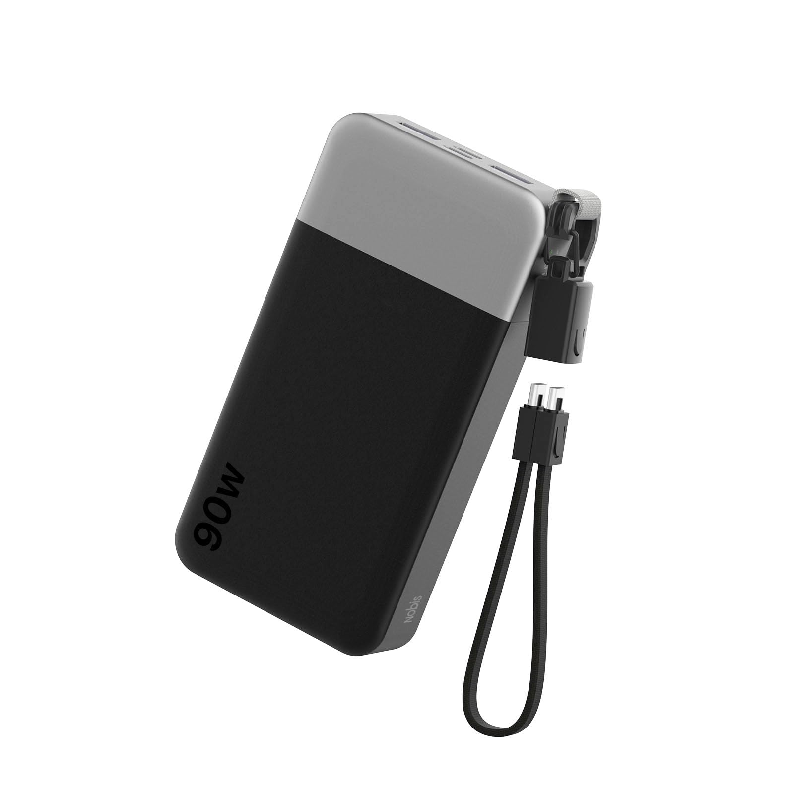 NOBIS Power Bank 20000mAh 90W Caricatore Portatile per Laptop | Powerbank con Ricarica Rapida Cavo C-C Staccabile Display Digitale e 4 Porte (2 USB-C + 2 USB-A) per iPhone Android e Tablets