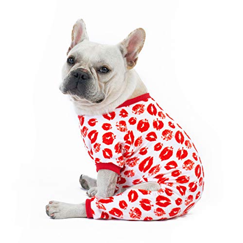 Image of CuteBone Dog Pajamas Valentines Costumes Fleece Pet Clothes Puppy Onesie Winter Holiday Cute Cat Jammies Keep Your Pet Warm in The Cold Weather P116XS