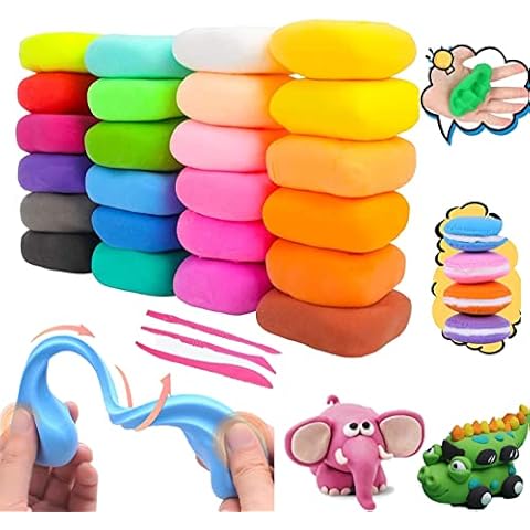 KARLOR Super Light Clay, 24 Colours Magic Clay with 3 Tools, Air drying Soft Ultralight Plasticine, Modelling Clay DIY Artwork Set, for Children from 3 Years Cover