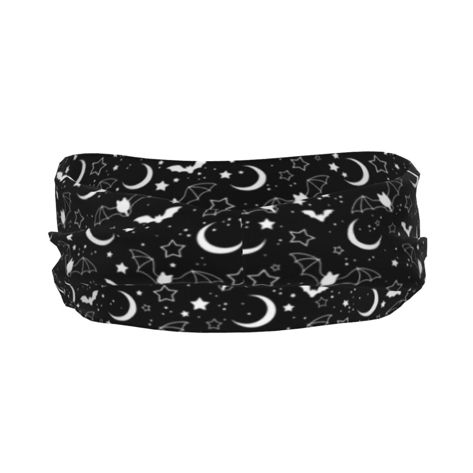 Gothic Goth Bat Headbands Stars Moon Sweatband Fashion Summer Hair Bands for Tennis,Basketball,Running,Gym,Working Out: One Size Gothic-1