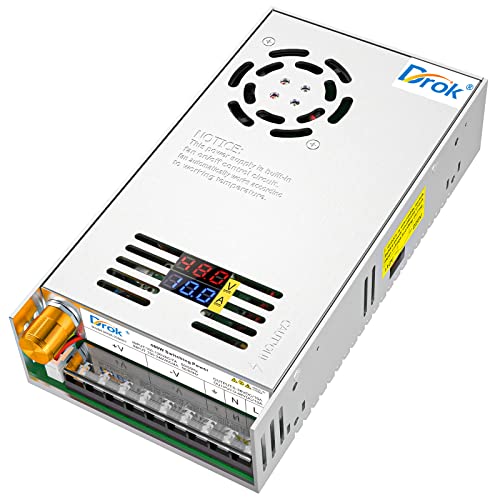Image of DROK 48V Power Supply, AC 110V /220V to DC 0-48V 10A 480W Buck Converter Dual Display, Variable Adjustable Transformer Regulated 5V 12V 24V 30V 36V 48V Volt Switching Voltage Adaptor 10A Amp Charger