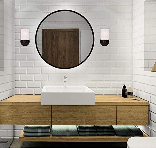 Wall Decor Light Fixture Bathroom Vanity, Living Room Decor, Modern Home Decor, Bathroom Light fixtures, Pack of 2, Oil Rubbed Bronze Finish and Frosted Seeded Glass,