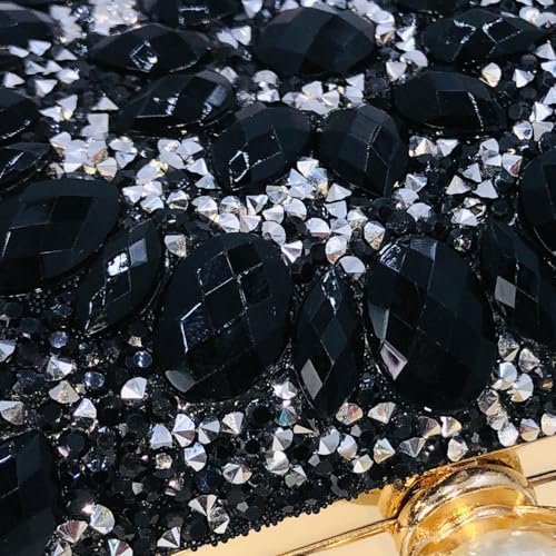 Image of Boutique De FGG Mini Pearl Clasp Crystal Clutch Purses for Women, Evening Bags Wedding Handbag, Party Rhinestone Clutch Bag