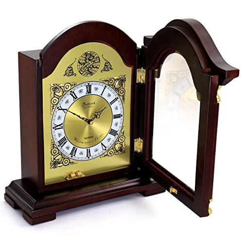 Bedford Clock Collection Redwood Mantel Clock with Chimes