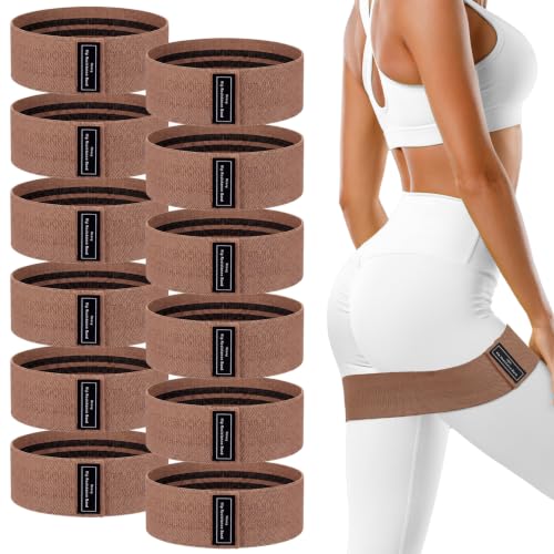 Image of 12 Pcs Fabric Resistance Bands for Working Out Non-Slip Booty Exercise Loop Bands for Women Men Glutes Hip Thigh Butt Yoga Pilates Fitness Gym, Light Medium Heavy