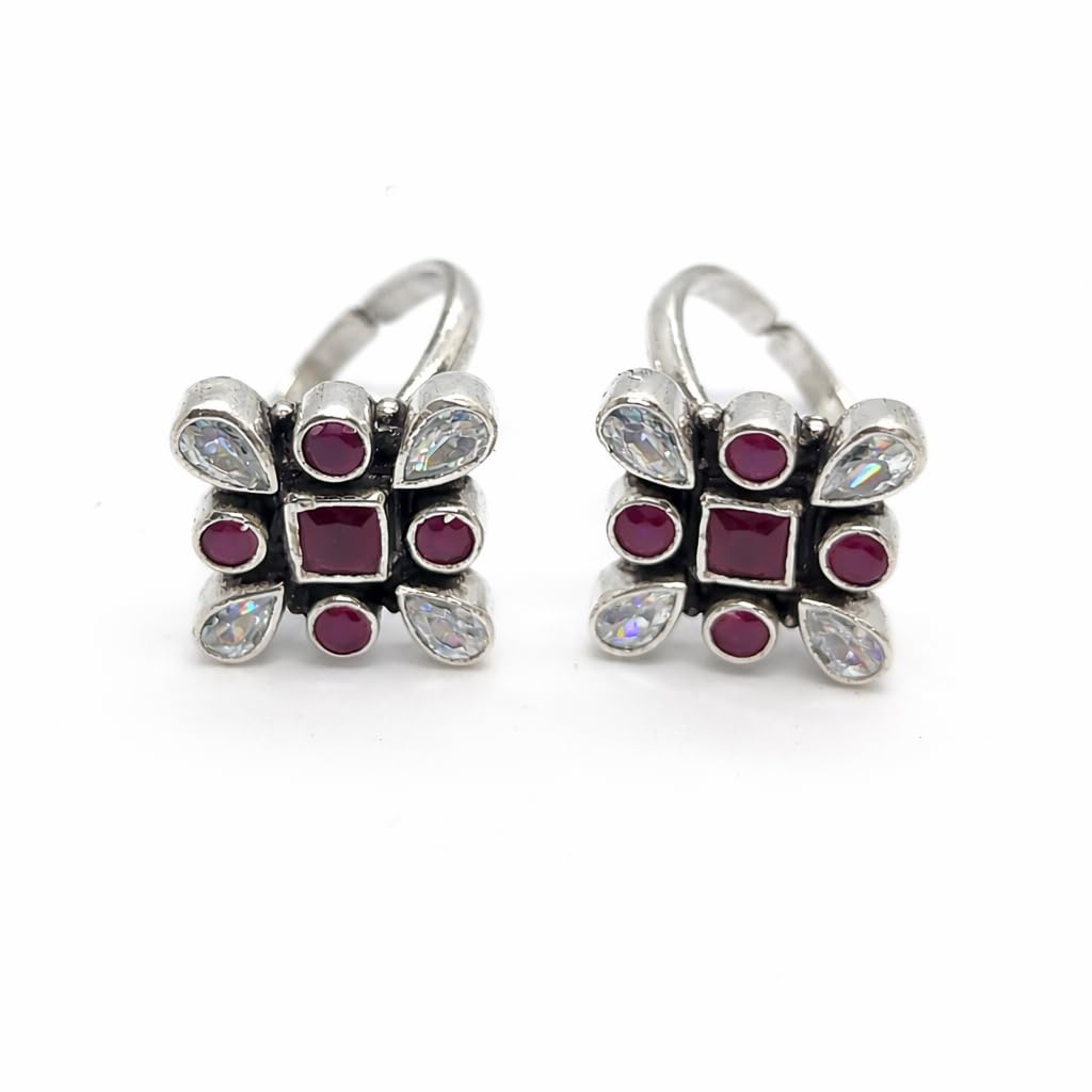 Toerings for Women Ruby White Topaz Dainty Toe Ring, Silver Plated Anniversary Toe Ring Bohemian Malte Stone-image-8