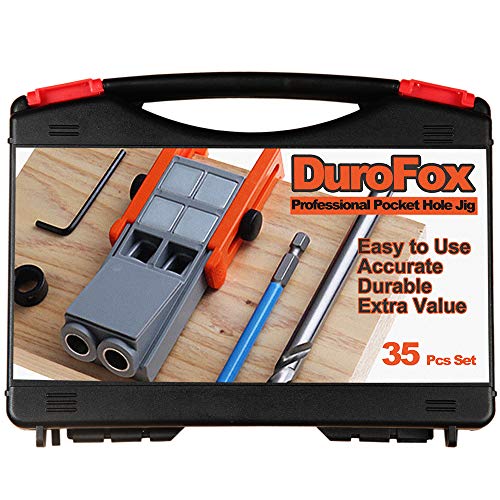 DuroFox Pocket Hole Jig with Pocket Hole Screw kit Jig Drill Guide Jig Plug