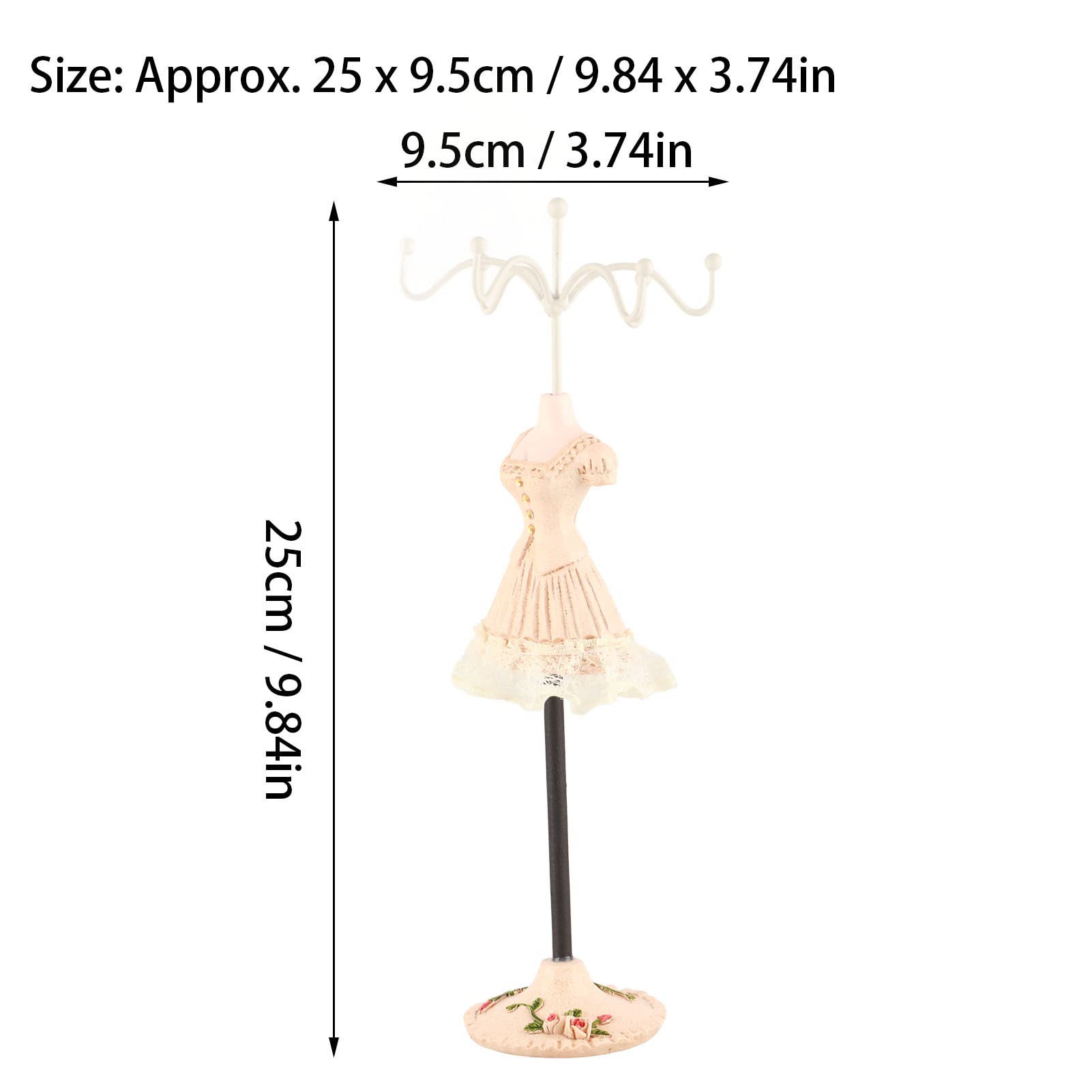 Organizzatore Gioielli con Staffa Girevole, Espositore per Collane Orecchini Bracciali Anelli in Resina Poliestere, Porta Accessori per Bambole Regalo Donna Ragazze Camera da Letto Vetrina(E)
