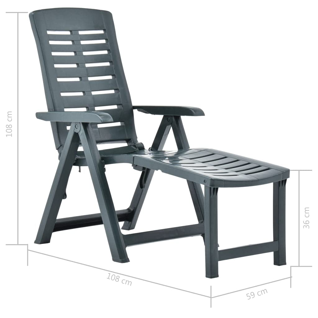 green plastic garden loungers