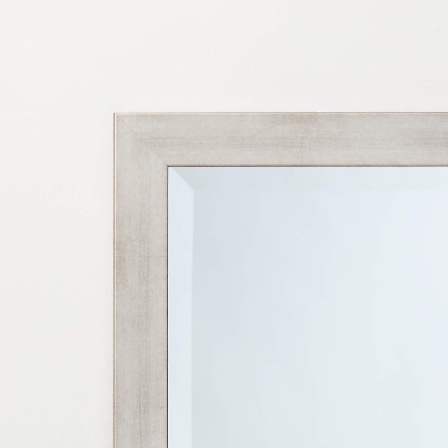 The Better Bevel Framed Rectangle Wall Mirror | Vanity, Bedroom, or Bathroom | Made in USA | Hangs Vertical or Horizontal (Brushed Nickel, 23.5" x 31.5")
