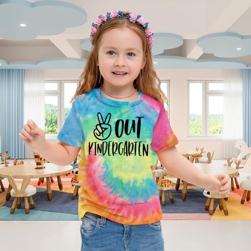 Image of Kindergarten Graduation Shirt Kids Girls Boys Peace Out Kindergarten Shirts Cute Last Day of School Short Sleeve Tops