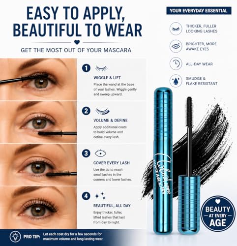 BAISEN DIARY Volumizing Mascara for Mature Lashes – Waterproof & Lengthening Black — view 5