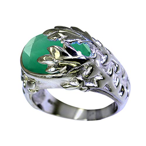 Bague onyx vert et argent 925 ovale pour homme et femme