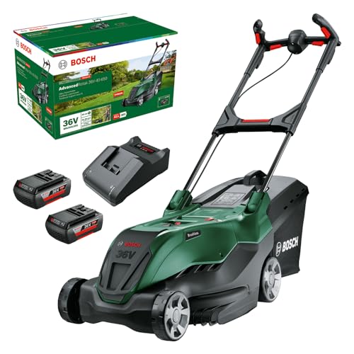 Bosch Tondeuse sans Fil Bosch puissante AdvancedRotak 36V-40-650 (pour tondre Votre pelouse ; système 36 Volt ; Largeur de Coupe : 40 cm ; kit, avec Batterie...