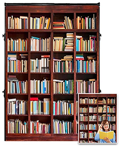 Aofoto 3X5Ft Bookshelf Background Bookcase Photography Backdrop For Video Recording Library Book Store Adult Student Portrait Meeting Video Call Conference Photo Studio Props Vinyl Drape Wallpaper #TOP1