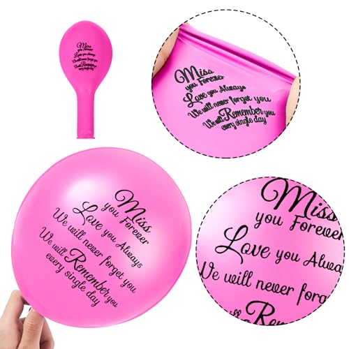 Image of Skylety 36 Pcs Memorial Balloons to Release with Dove Balloon, Pink | Helium, Remembrance for Heavenly Birthday, Memorial Services, Release in Sky Ceremony, Forever in Hearts Messages