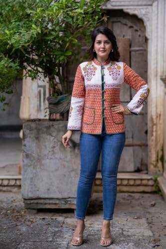 Image of Reversible Jacket for Women | Double Sided Quilted Jacket | Reversible Winter Jacket for Women | Stylish Ethnic Printed Jacket | Warm & Comfortable Casual Outerwear