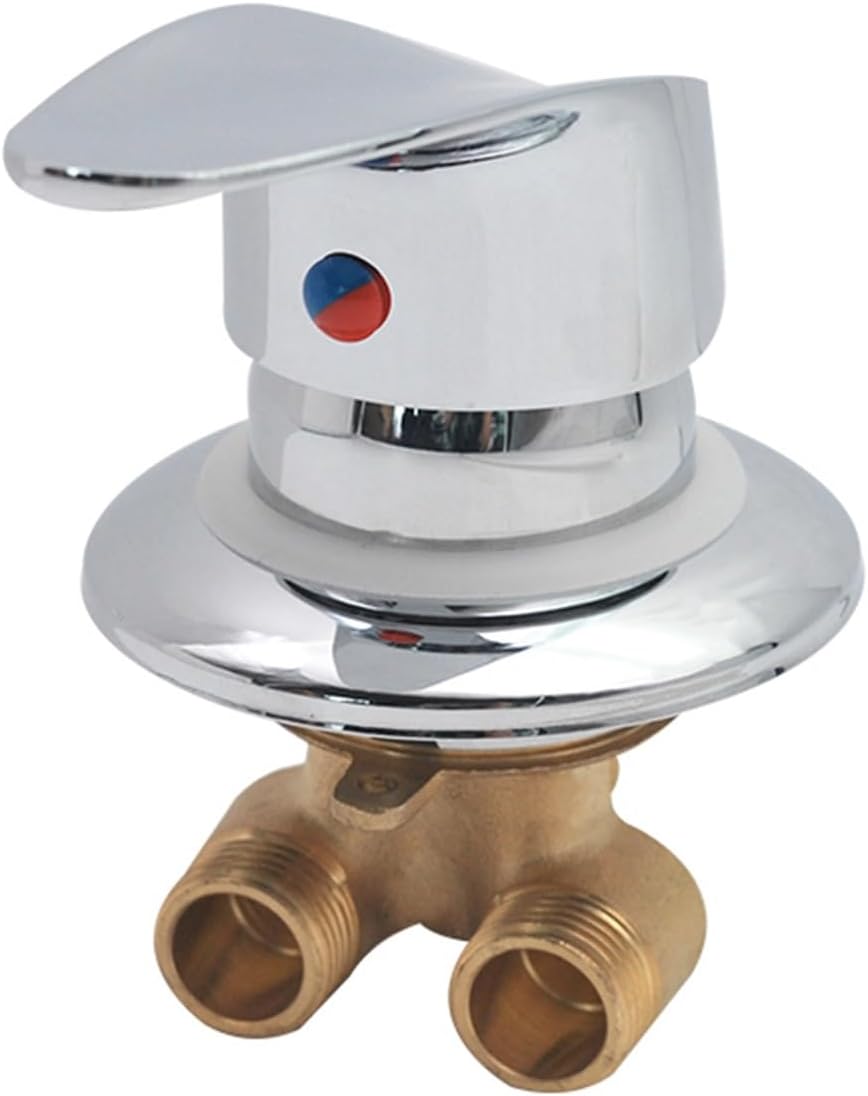 1 Way Outlet Gear Screw Thread/Intubation Tap Cold And Hot Brass Shower Faucet Mixer Diverter Bathroom Cabin Steam, 50-55mm Hole Size, Ceramic Valve Core, Zinc Alloy Chromed Handle(D)