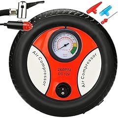 Retoo Compressore d'aria 12 V per auto, pompa ad aria elettrica portatile, 260 PSI, 60 W, per bicicletta, moto, roulotte, palla, cuscino d'aria, 17 x 17 x 7 cm