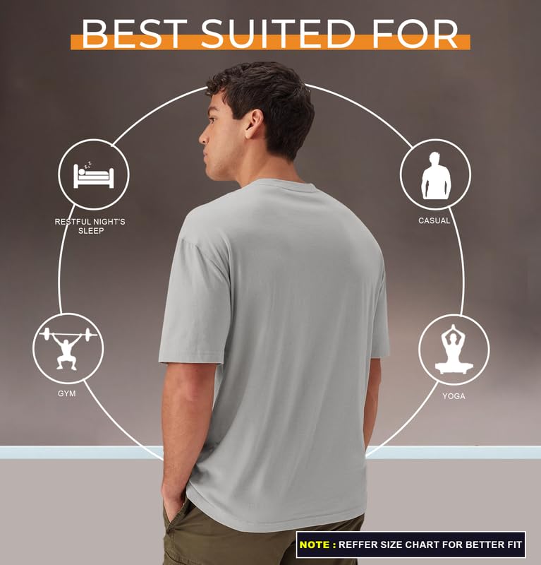 Image of Sleepynuts Round Neck Plain Cotton T-Shirt for Men Pack of 4 (Winslow, Wine, Mauve, Olive-M)