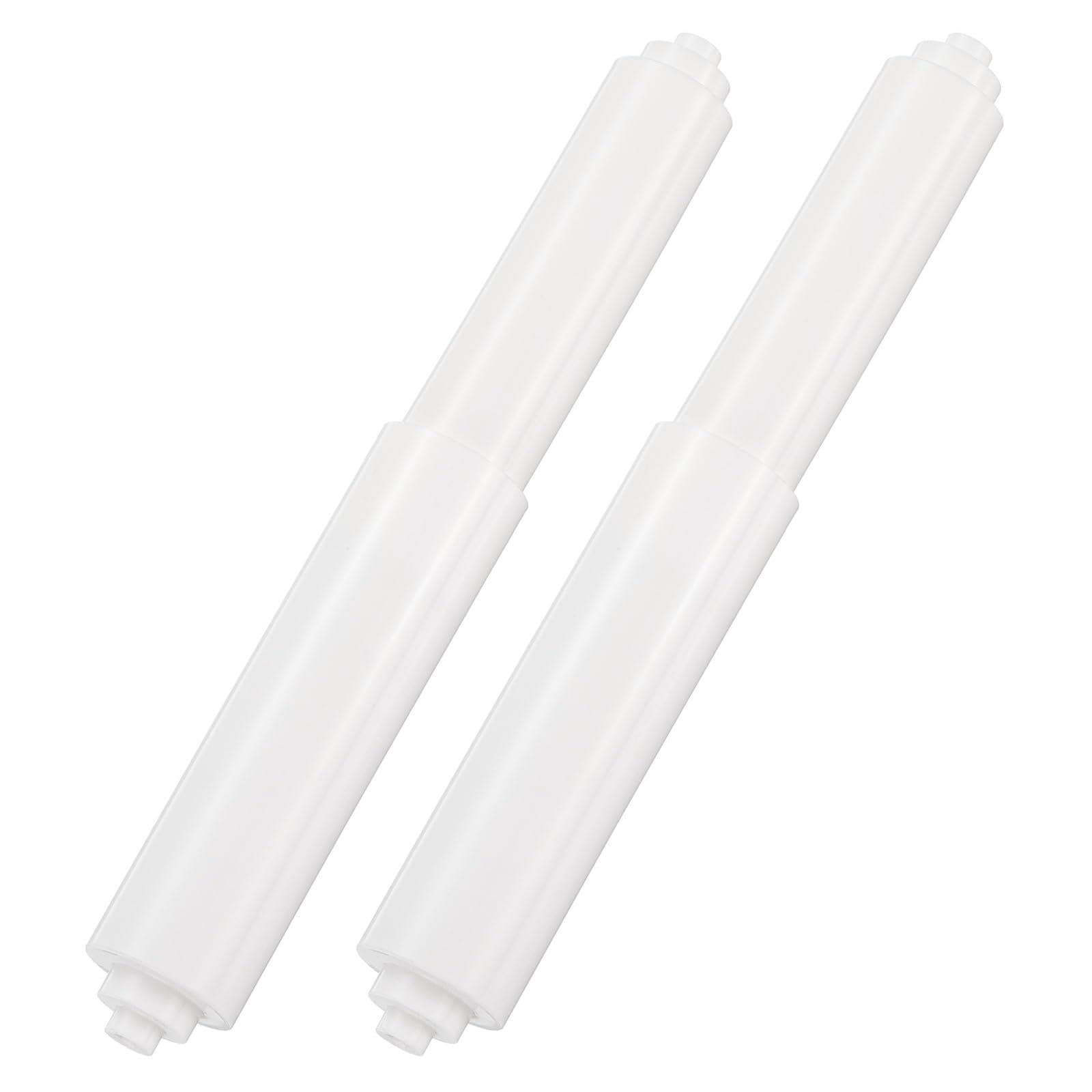 sourcing map 2PCS Toilet Paper Holder Roller, 4.6" to 7" Retractable Bathroom Tissue Roll Holder Toilet Paper Spring Rod Replacement Plastic for Washroom Bathroom, White