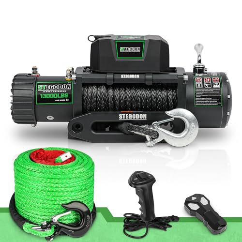 Winch eléctrico 13000lb 12V con cuerda sintética verde miniatura 1