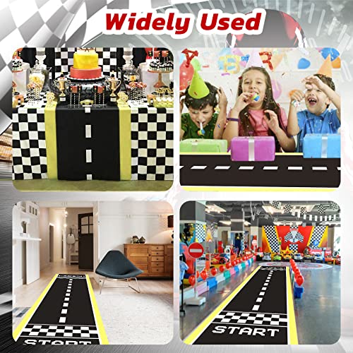 OOTSR 9.8ft Lang Rennstrecke Boden Läufer Matte, Rennwagen Party Dekoration für Rennwagen, Geburtstag, Spiel, Sport, Tisch(1 STK)