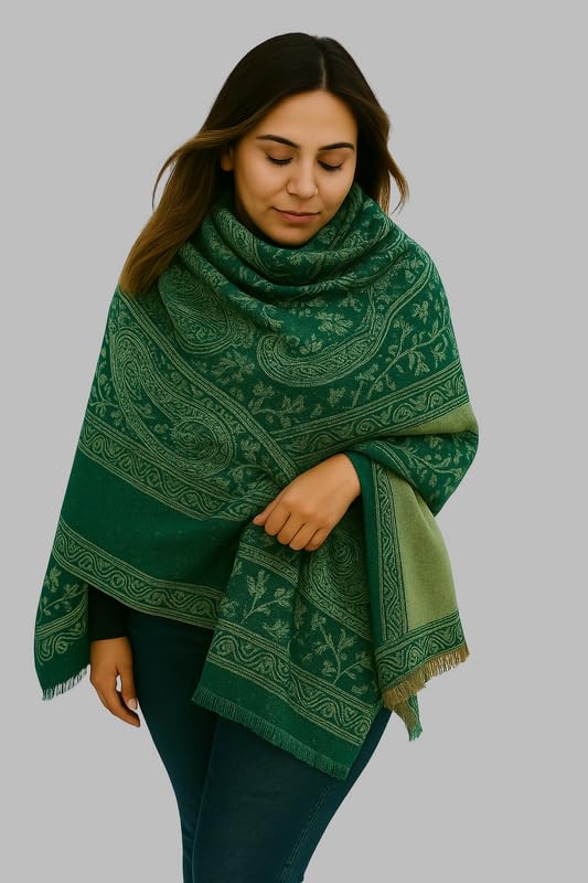 Blanket Scarf – Thick 4 Ply Reversible Paisley Pashmina Shawl Wrap, Oversized Winter Scarf & Throw3