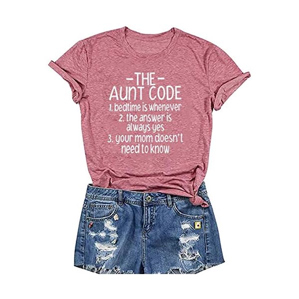 FCHICH-The-Aunt-Code-Shirts-Women-Funny-Letter-Sayings-Print-Auntie-T-Shirt-Bless-Aunt-Tops-Tees-Casual-Short-Sleeve-Tshirts FCHICH The Aunt Code Shirts Women Funny Letter Sayings Print Auntie T Shirt Bless Aunt Tops Tees Casual Short Sleeve Tshirts (Pink, M)