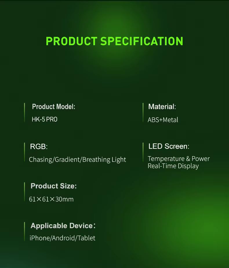 Image of Cubonic Frostrix Instant Frost Mobile Cooler with AI Cooling Mode, Real-Time Temperature Display, 1 Button Control, RGB Lighting, Magnetic /Clip Mount /Metal Plate, Ultra-Quiet Fan for Phone /Tablet