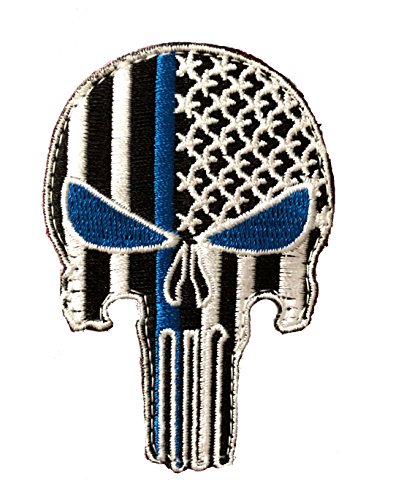 Skull Blue Eyes Thin Blue Line Morale Patch Police Law Enforcement