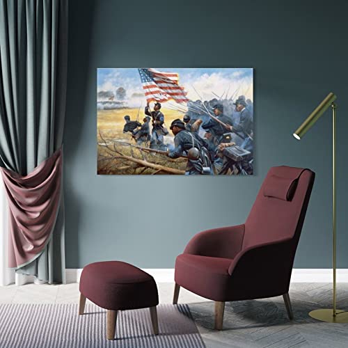 Vintage Buffalo Soldier Poster African American Wall Art Flag War Poster Canvas Art Poster Wall Art Picture Print Modern Family Bedroom Decor 20X30Inch(50X75Cm) Frame-Style #TOP3