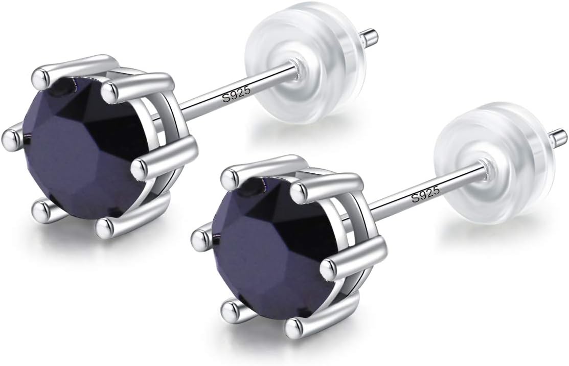 Stunning Black Obsidian,Daily Wear,925 Sterling Silver 18ct White Gold Plated Earring Stud Men Women,Jewelry Box Gift Choice