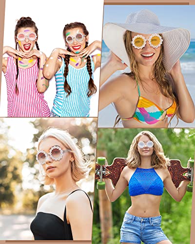 Yunsailing 12 Pairs Daisy Sunglasses for Women cute Retro Flower Sunglasses for Adult Pink Disco Party Accessories4