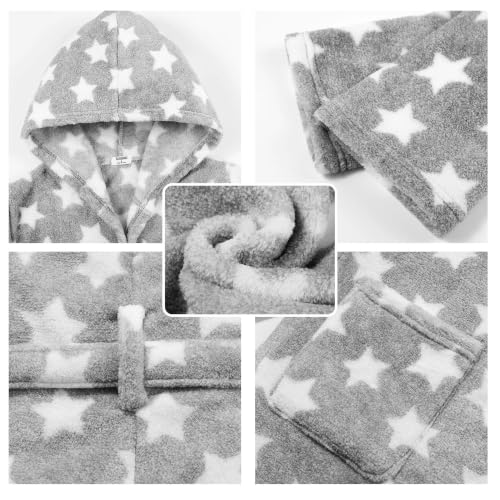 Image of V.&GRIN Girls Fleece Hooded Robe, Soft Unicorn Bathrobe for Kids 5-14 Years