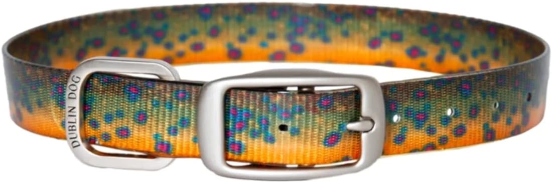 Dublin Dog Koa Collection Trout Series 17 by 21.5-Inch Dog Collar, Large, Brook Trout