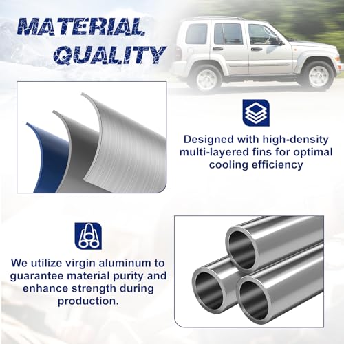 Image of Air Conditioning A /C Condenser Compatible with Jeep Liberty 2002 2003 2004 2005 L4 2.4L V6 3.7L # 3058, 94773, 56022951AA, 55037465AC, 55037465AA, 55037465AB