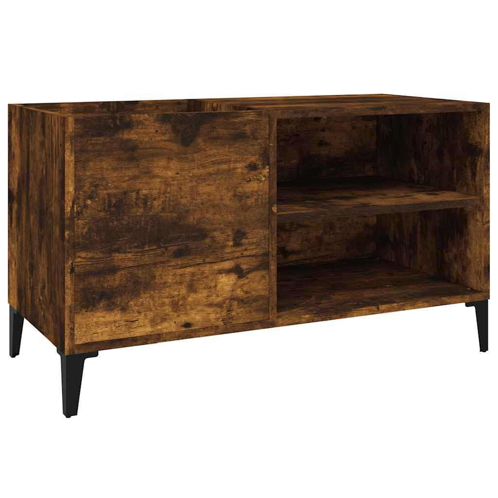 Hothingwell Szafka na płyty dębowa wędzona 84,5 x 38 x 48 cm z drewna inżynieryjnego, przestronna szafka gramofonowa z wytrzymałym blatem do przechowywania i eksponowania płyt winylowych LP, idealna